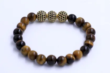 Handmade Ziron Tiger Eye Stone Beads Bracelet