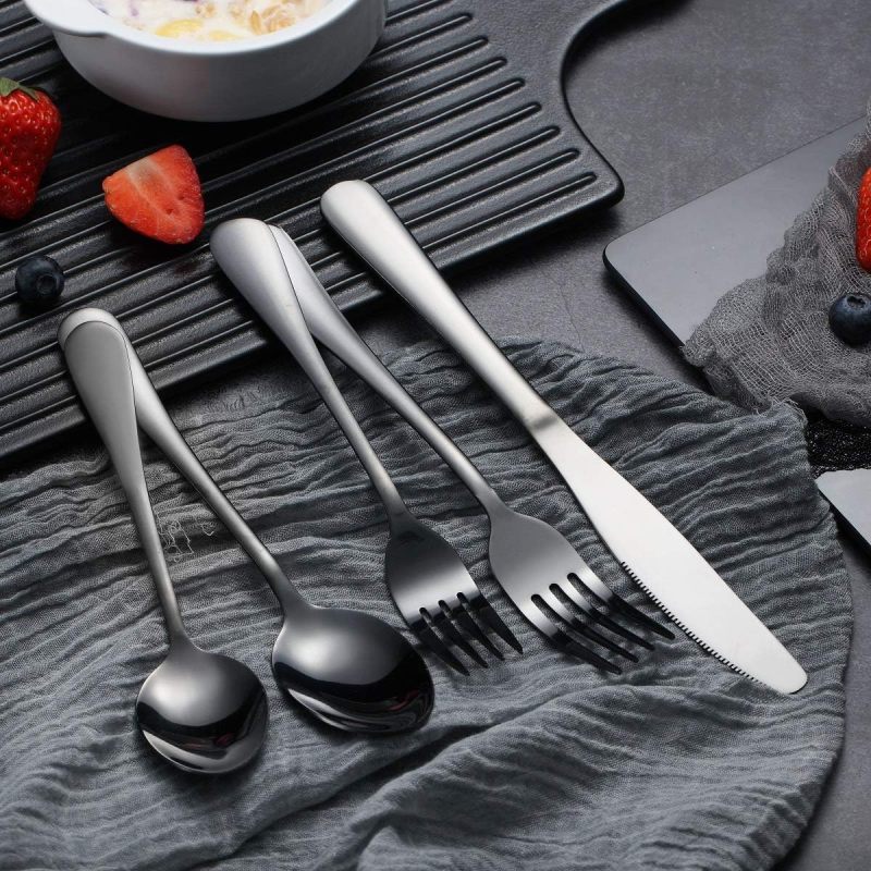 Black Titanium Plated Stainless Steel Silverware set Service for 4