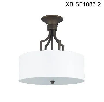 2 Light Large Semi Flush Ceiling Light with Fabric Shade