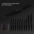 Conjunto de facas pretas com bloco de madeira magnético
