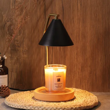 High Quality Wood Base Candle Warmer Lamp with Adjustable Switch - Factory Wholesales