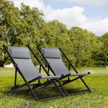 Aluminium Folding Sling Beach Deckchair for Camping, Fishing, and Pool Use