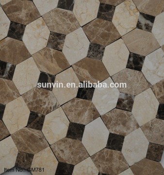 Indoor floor Natural hexagon Deep Emperador marble mosaic tile
