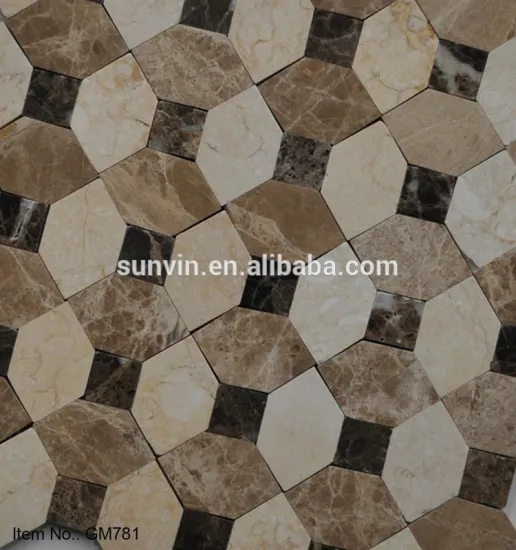Indoor floor Natural hexagon Deep Emperador marble mosaic tile