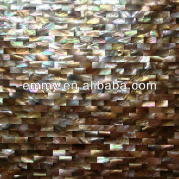 Brown lip mother of pearl seashell mosaic wall tile brick pattern