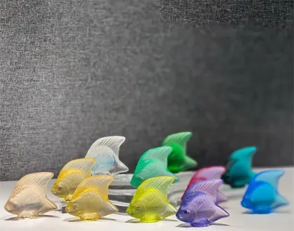 French Luxury Art Deco Baccarat Crystal Angelfish Minuta Fish Ornament with Custom Logo - Decorative Gift in Color Gift Box