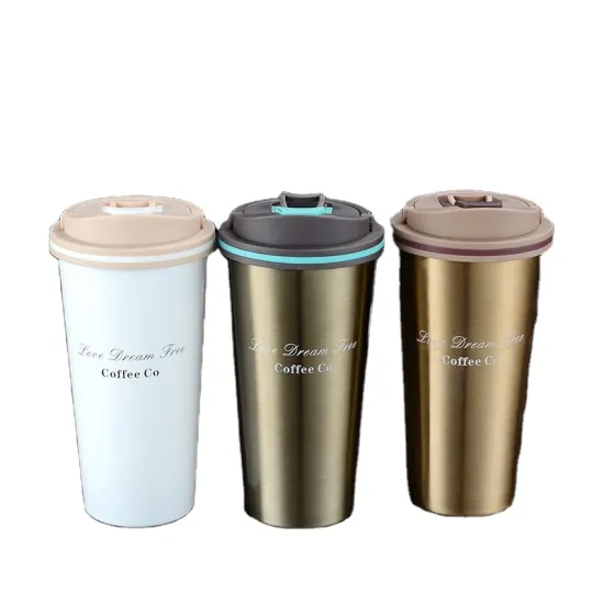 European Style Creative Stainless Steel 304 500ml Letter Printed Portable Coffee Cup