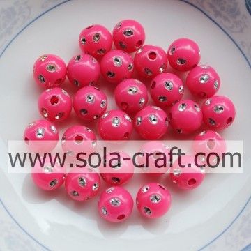 Perles de point disco en plastique de couleur rose en gros avec un trou 5MM