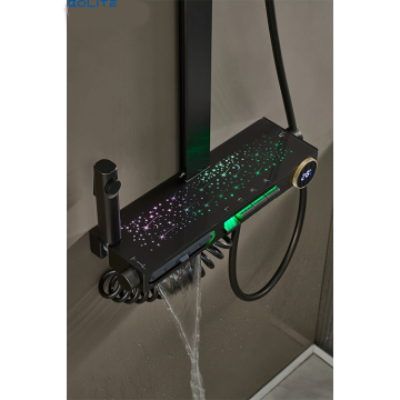 Starlight Shower Faucet with LED Digital Display Rainfall Shower Head and Brass Shower Mixer Set