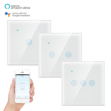 Papan suis lampu sentuh dinding pintar dengan kawalan suara: EU Serasi, Wi-Fi diaktifkan dan berfungsi dengan Google Home