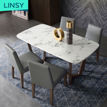 Nordic Light Luxury Marble Top Dining Table Set for 4-6 Seats