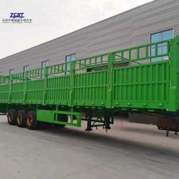 50T 3-Axles Flatbed Semi-Trailer with Side Wall Fence Cargo Box