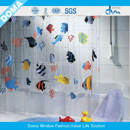 Polyester Material Clear Design Shower Curtains for bathroom
