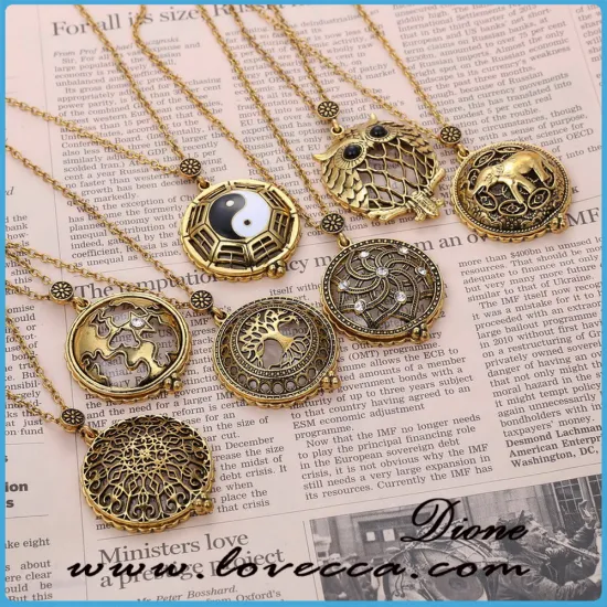 Zinc alloy unique design hollow magnifing glass necklace pendant reading necklace