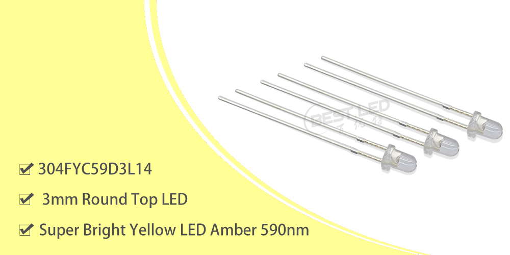 Super Bright 3mm Yellow LED Clear lens