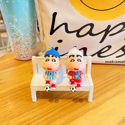 Wholesale Japanese Anime Keychains: Crayon Shin-Chan, Soccer 3D Doll Car Keyrings & Kids' Gifts