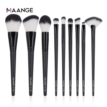 9-Piece Black Custom Durable Makeup Brush Kit | Vegan Soft Brushes for Powder and Eyebrow