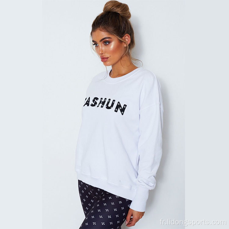 Logo personnalisé pour femmes Crewneck vierge Sport Crewneck Sweatshirt