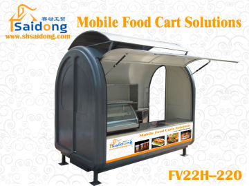 street mobile Fast Food Cart crepe kiosk cart with big service window