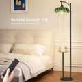 Green flower shade adjustable height shelf floor lamp