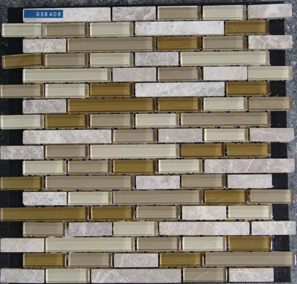 Beige Glass Stone Mixed Mosaic Tile