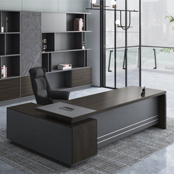 Modern Wood MDF L Shaped CEO Office Table - Luxury Furniture