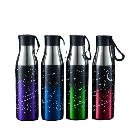 Stainless Steel 304 Water Bottle with Starry Sky Sling Pattern and Gradient Insulation - Popular Sale