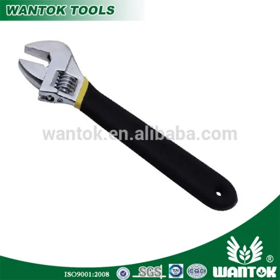 WT0301001 Adjustable wrench with plastic-dipped handle,polish with head