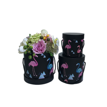 Flamingo pola kotak bunga bulat