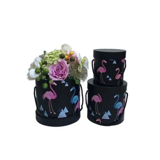 Flamingo pattern round flower box