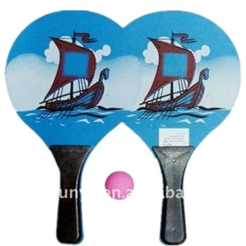 Summer game high quality Golden sale Wooden beach racket with ball