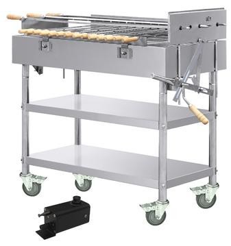 Commercial rotary stainless steel charcoal bbq grill