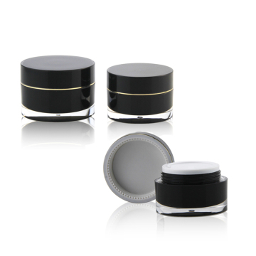 Black Double Wall Acrylic Jar - 50ml UV Nail Gel Container 30ml PMMA Anti-Sunlight Round Cream Jar