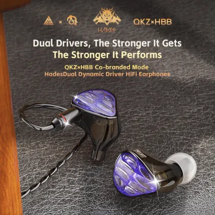 QKZ HBB Co-branded Hades HiFi Earphones with Glitter Panel and High-Definition Microphone