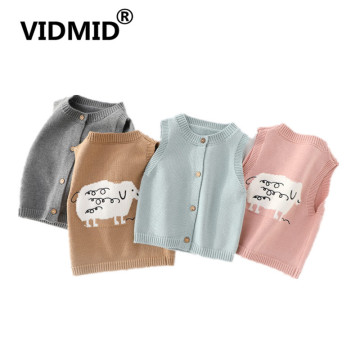 VIDMID Kids Vest Sweaters New Baby Boys Girls Sleeveless Clothes Autumn Winter V-neck Cotton Solid Color Sweaters 4241 02