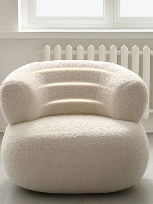U-shaped sofa small white chair