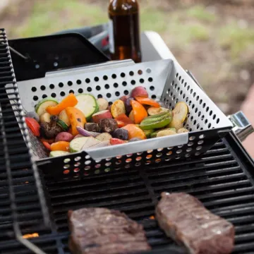 BBQ accessories Non Stick grilling Basket vegetable fish meat kabob outdoor bbq topper Barbecue Wok Pan Tray