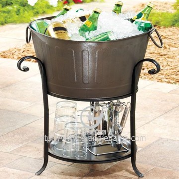 Metal Party Tub with Stand Ice Bucket Beverage Party Tub