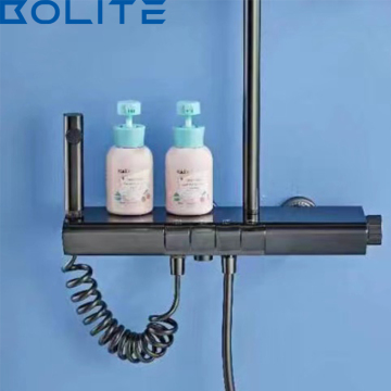 High Water Pressure Black Shower Head Wall Mounted Gray Bathroom Shower Set