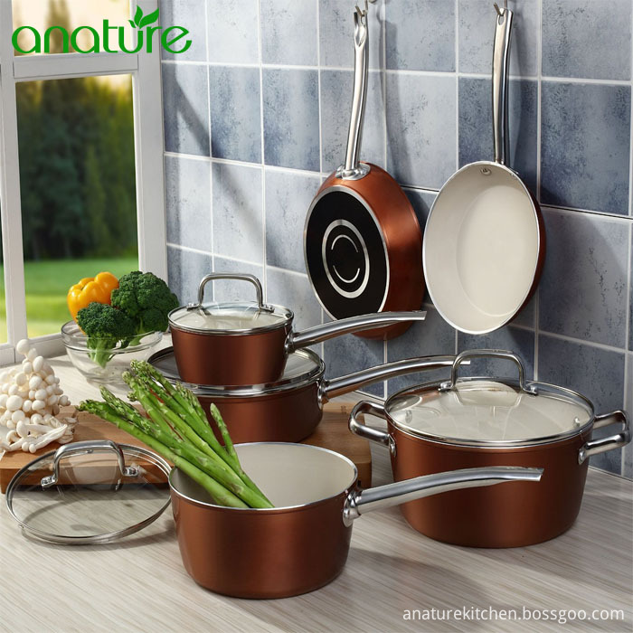 Economic 10pcs Ceramic Nonstick Aluminum Cookware Set