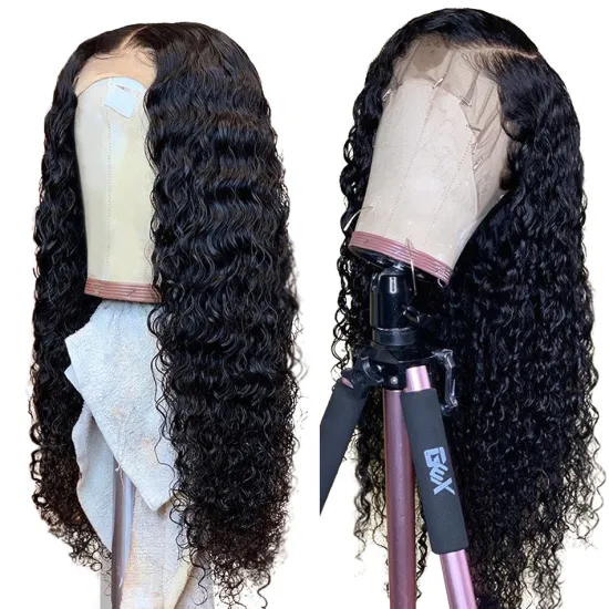 Cheap Water Wave Natural Hair Hd Full Lace Frontal Wig Pre Plucked Brazilian Virgin Human Hair Transparent Swiss Lace Front Wig