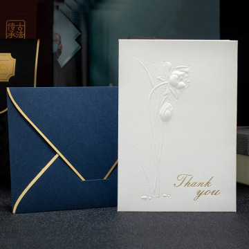 Custom Printing Embossed Gold Foil Thank You Card