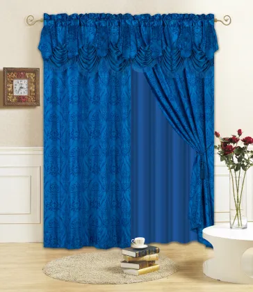 2 Pc Curtain Panel Set with Attached Valance