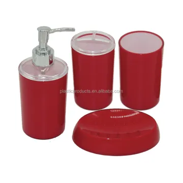 Four-Piece Premium Bath Accessories Set: Durable PS Material for Lotion Bottle, Soap Dispenser, and Tumbler
