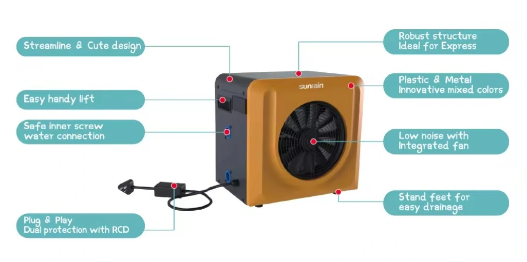 3kw Mini R32 Air Source Heater Heat Pump for Ground Portable Pool SPA