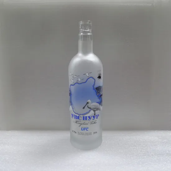 Food grade empty custom logo frosting white liquor bottle 750ml vodka
