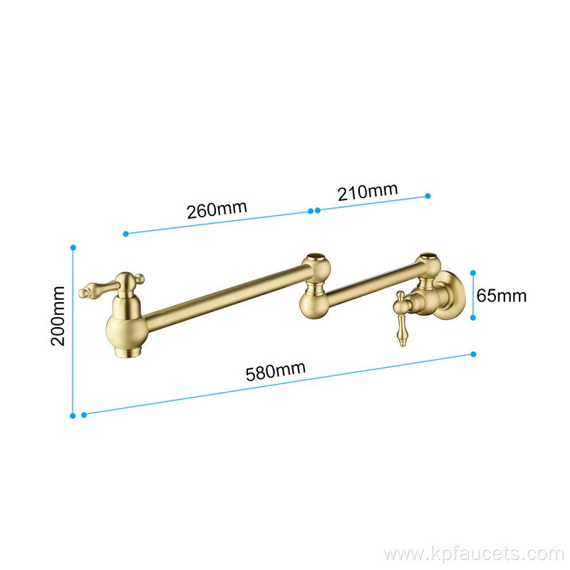 Matte Brushed Gold Folding Pot Filler Faucet