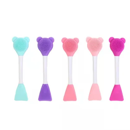 Double Head Facial Mask Brush Silicone Mask Spoon for Women - Face Cleansing Care Home Makeup Tool