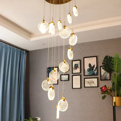 Modern Gold Bubble LED Foyer Chandelier