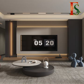 LED Lighted Custom TV Background Modern Interior Cabinet